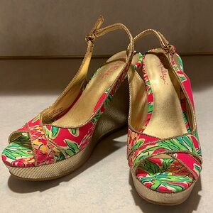 Lilly Pulitzer Ginger Wrap Wedges in size 6.5